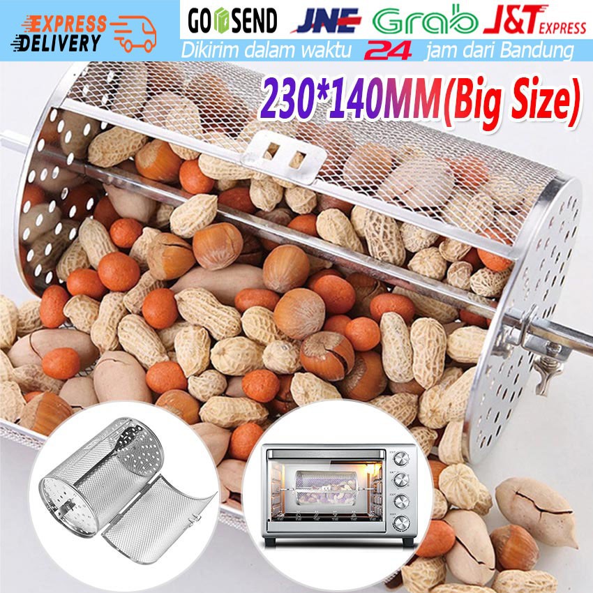 Stainless Steel Air Fryer Basket Pemanggang Biji Kopi Kacang Grill Roaster Drum Oven Basket Alat BBQ