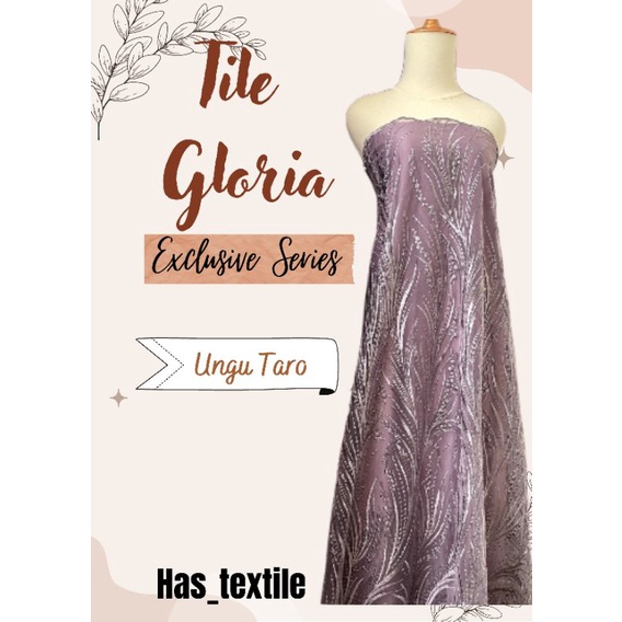 Bahan Kebaya Premium Brokat Tile Bordir Gloria Exclusive Series Warna Ungu Taro