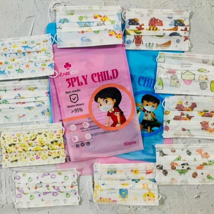 Careion Masker Anak Disposable motif lucu 3ply kemenkes isi 50pcs 3ply