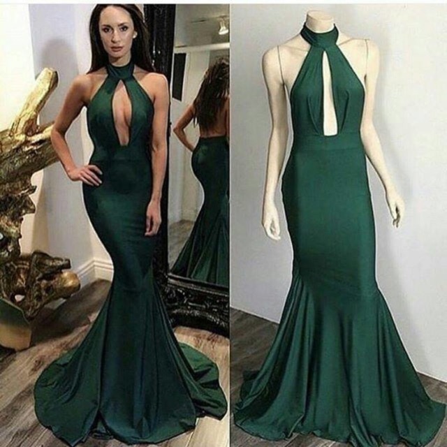 Long dress scuba hijau