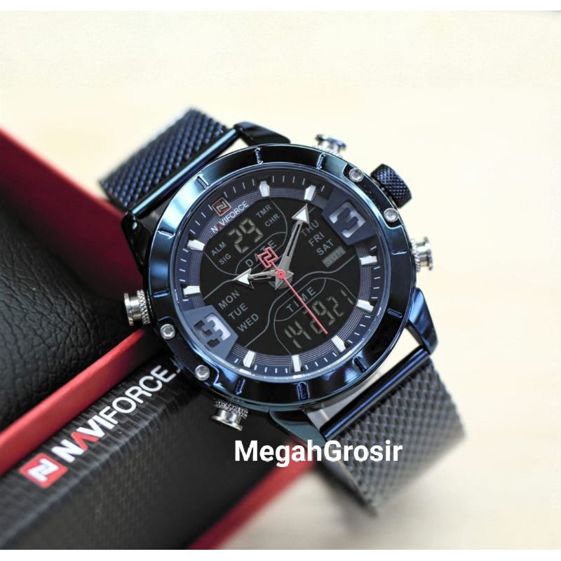 NAVIFORCE /JAM TANGAN NAVIFORCE PRIA  .JAM TANGAN PRIA RANTAI PASIR NAVIFORCE DOUBLE TIME ORIGINAL