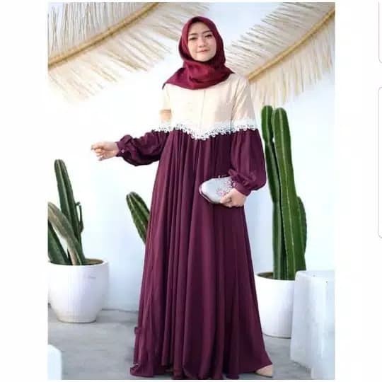 NEW CLARISSA MAXI MOSSCRAPE MIX MUTIARA Fashion Muslim Gamis Wanita Terbaru Gamis Murah Kekinian