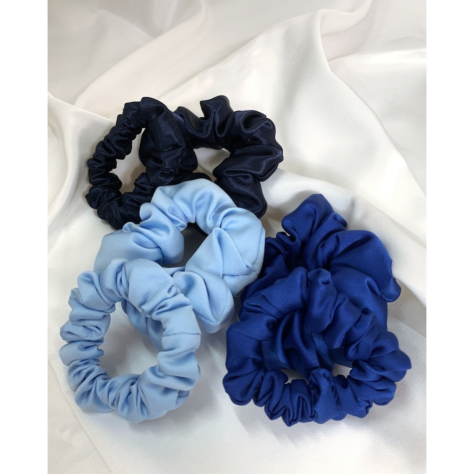 

Premium Satin Scrunchies - Blue Colours