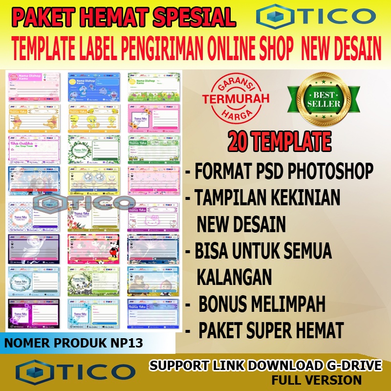 Paket Template Desain Label Pengiriman Barang Toko Terbaru PSD Usaha Percetakan Multimedia Termurah Terlaris NP13