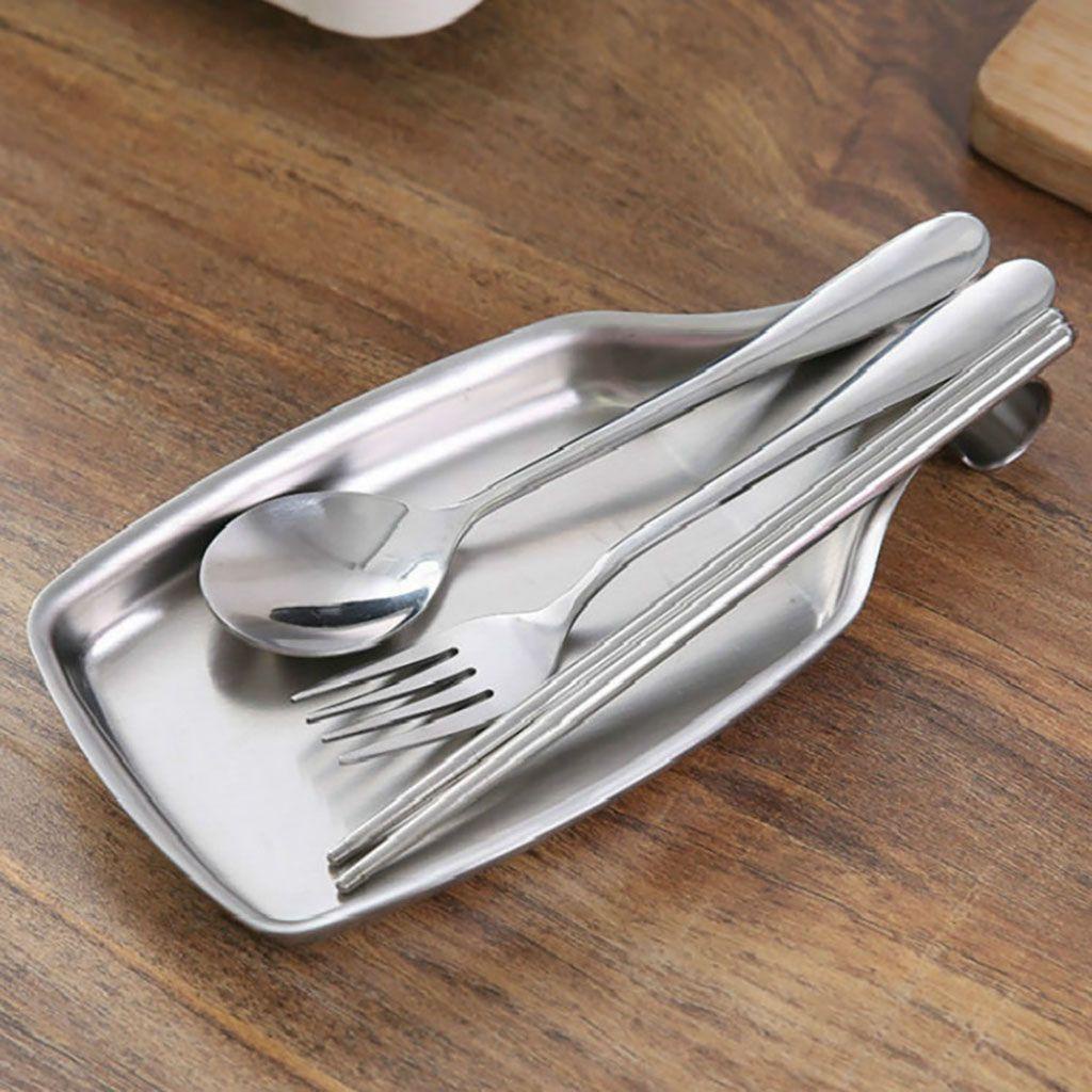 Quinton Utensils Rest Quality Klip Multifungsi Holder Stainless Steel Penyimpanan Meja Menebal Tempat Sendok