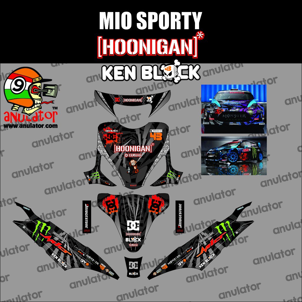 Sticker Striping Motor Stiker Yamaha Mio Sporty Hoonigan Silver