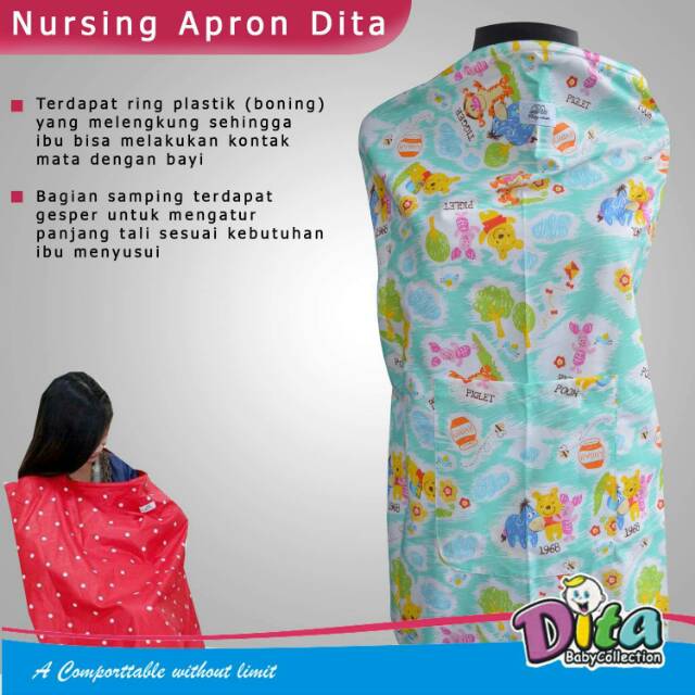 Celemek Menyusui Nursing Apron Dita 1 DAN 2 Lapis Ada kantong apron menyusui penutup menyusui bayi