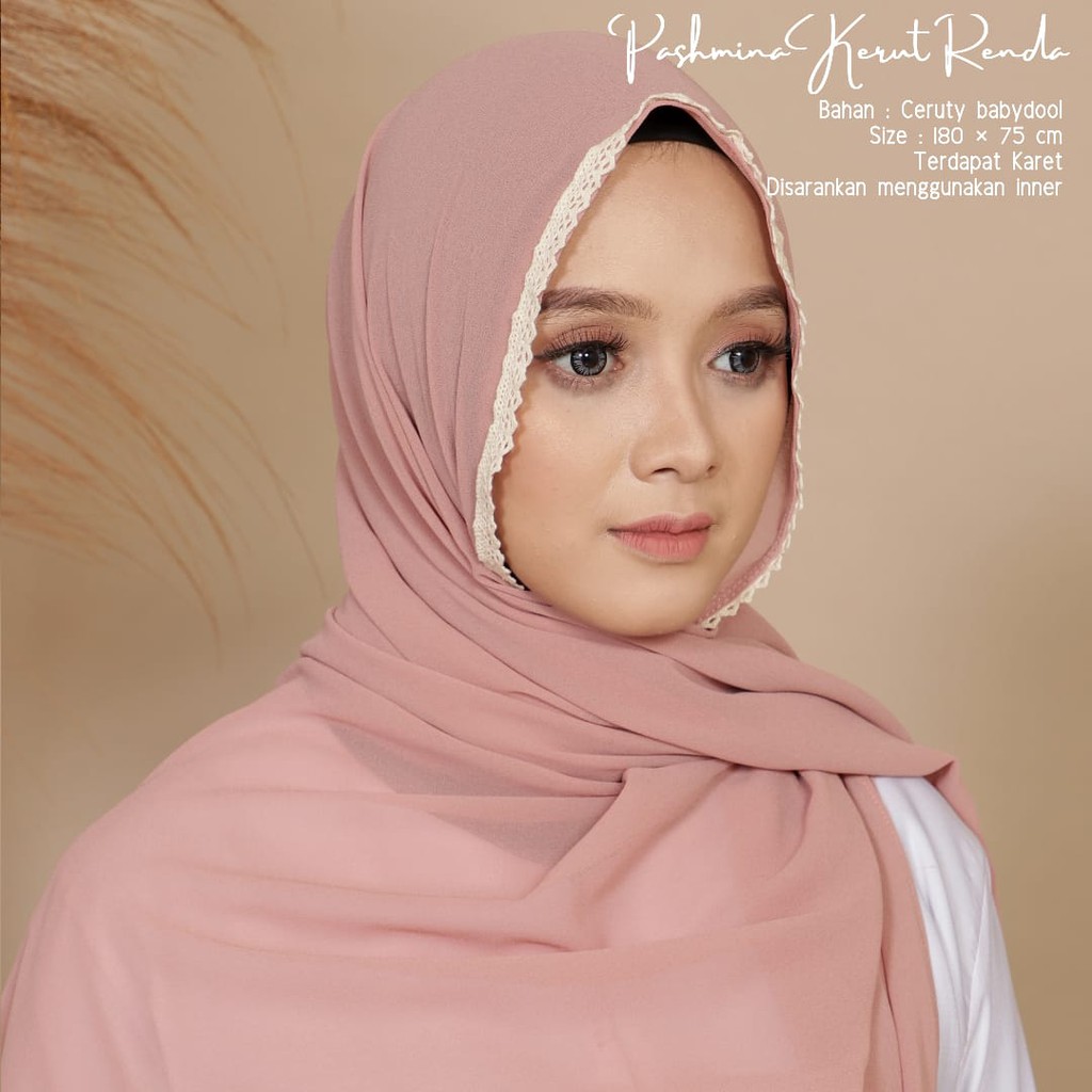 TERLARIS!! BEST SELLER!!! HIJAB/JILBAB PASHMINA_PASHMINA KERUT RENDA_BAHAN CERUTY BABYDOLL PREMIUM