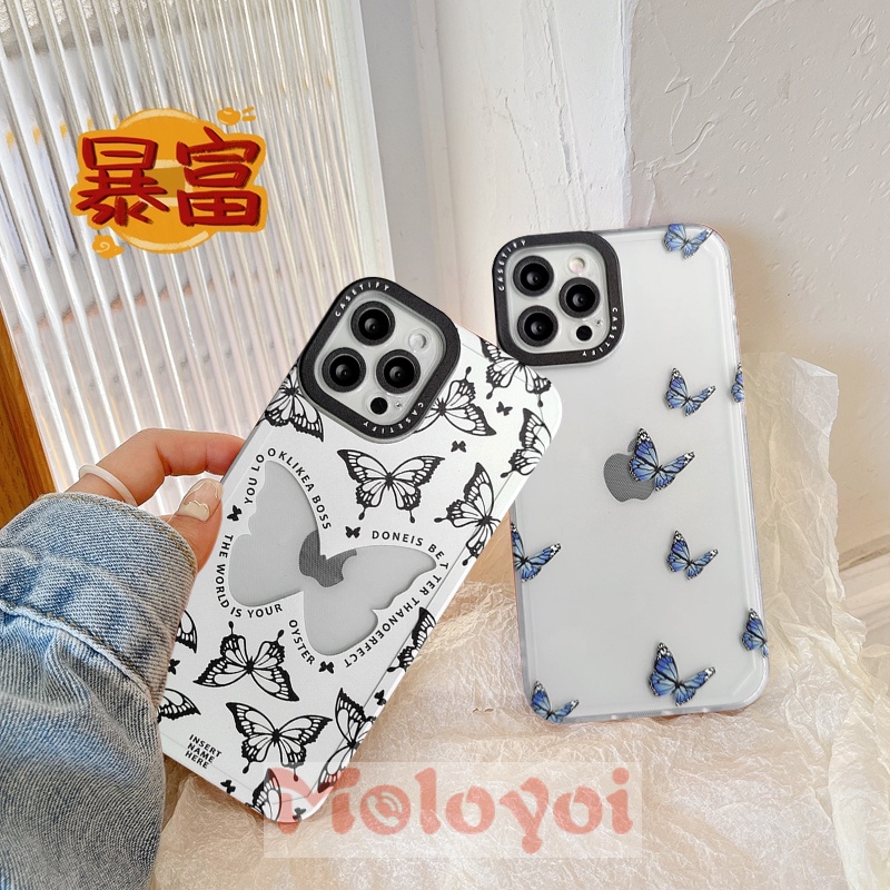 Soft Case TPU Motif Kupu-Kupu Untuk iPhone XR X XS Max 11 12 13 Pro Max 6 6s 7 8 Plus SE 2020