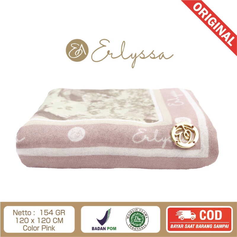 Scarf Erlyssa Luxury Journey Pink Original Holy Scraft Hijab Segi Empat Premium Berl