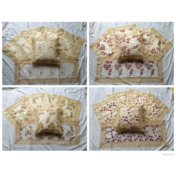 Sarung Bantal Sofa - Sarung Bantal Sofa Kursi Set Taplak Meja Kain Bordir Renda 40X40 3D