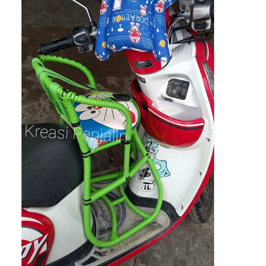 HOT SALE Boncengan Anak Motor Matic Full anyam Free Sabuk dan Bantal Stang / Kursi Boncengan Rotan /