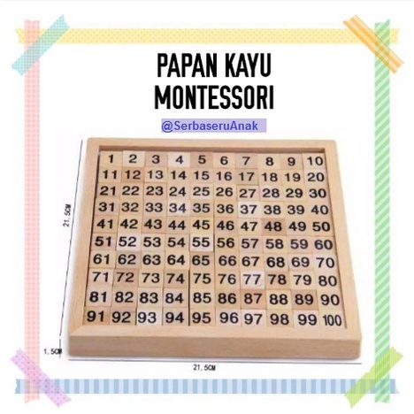 PAPAN ANGKA MONTESSORI KAYU - PUZZLE ANGKA 1 - 100