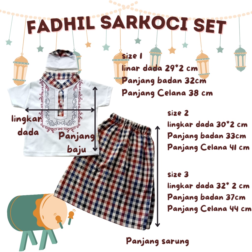 baju koko anak laki laki newborn bayi balita 0-12 bulan sarkoci anak bayi laki laki FADHIL  SARKOCI SET