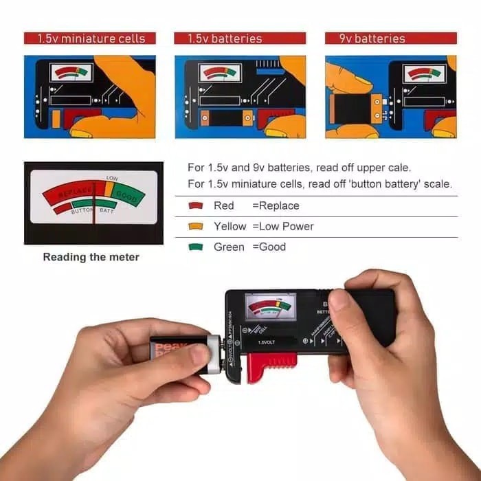 Alat tes Pengecek daya isi battery Universal Original Murah.