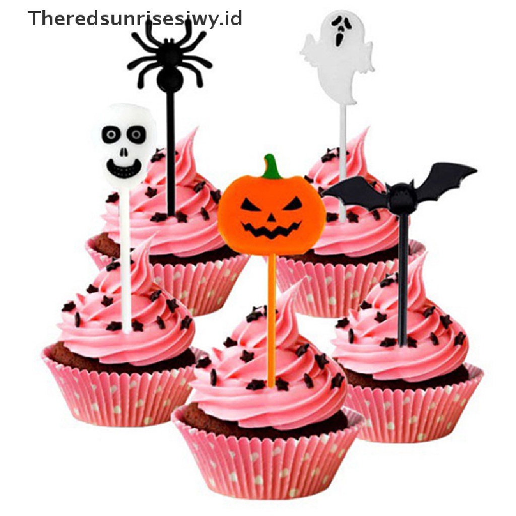 # Alat Pemotong Buah # 10pcs / set Tusuk Gigi Desain Kartun Untuk Halloween