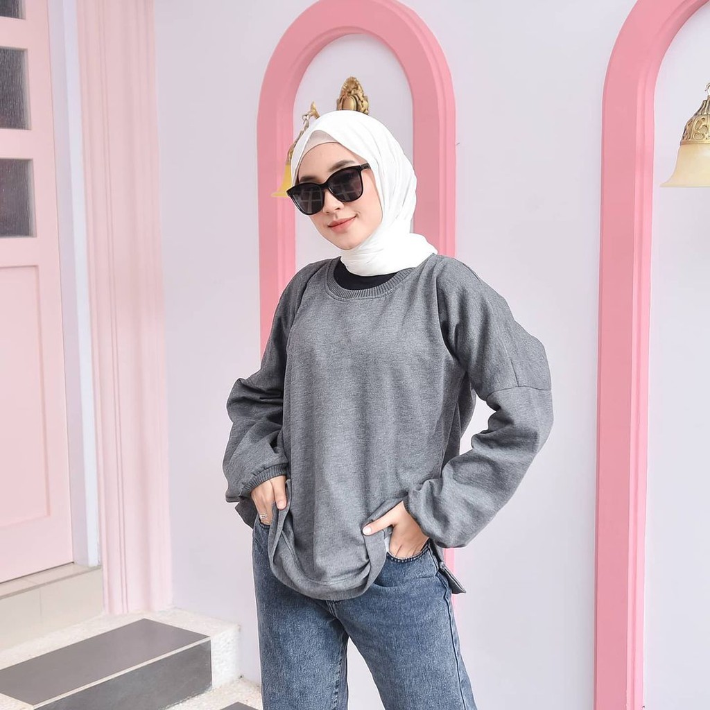 Basic Sweater Polos - Sweater Oversize - Crewneck Wanita