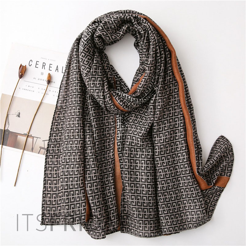 ITSFRIDAY DENA Scarf  - Premium Pashmina Shawl Selendang Syal Pasmina Hijab Import Motif Black