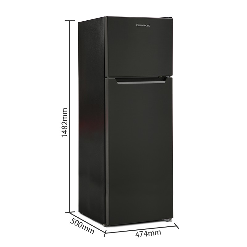 Changhong Kulkas 2 Pintu  (Refrigerator) Lemari Es Kapasitas 180 Liter CRF238 – Black (Semi Auto No Frost) (Kapasitas Besar) (Tempered Glass) (Kombinasi Pendinginan-Pembeku) (Engsel Pintu Fleksibel) (Interior Kulkas Dengan Food Grade) (Pembekuan Sempurna)