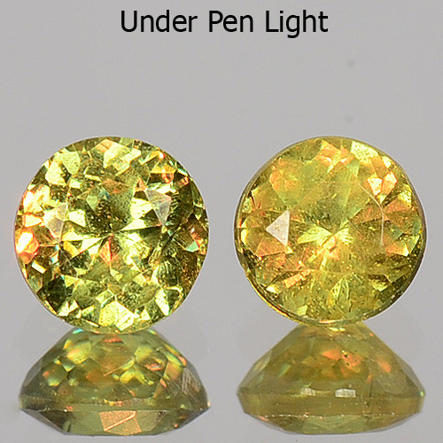 Pair Round 0.42ct tcw 2.5x2.3mm Horesetail Signature Green Color Natural Demantoid garnet GD109