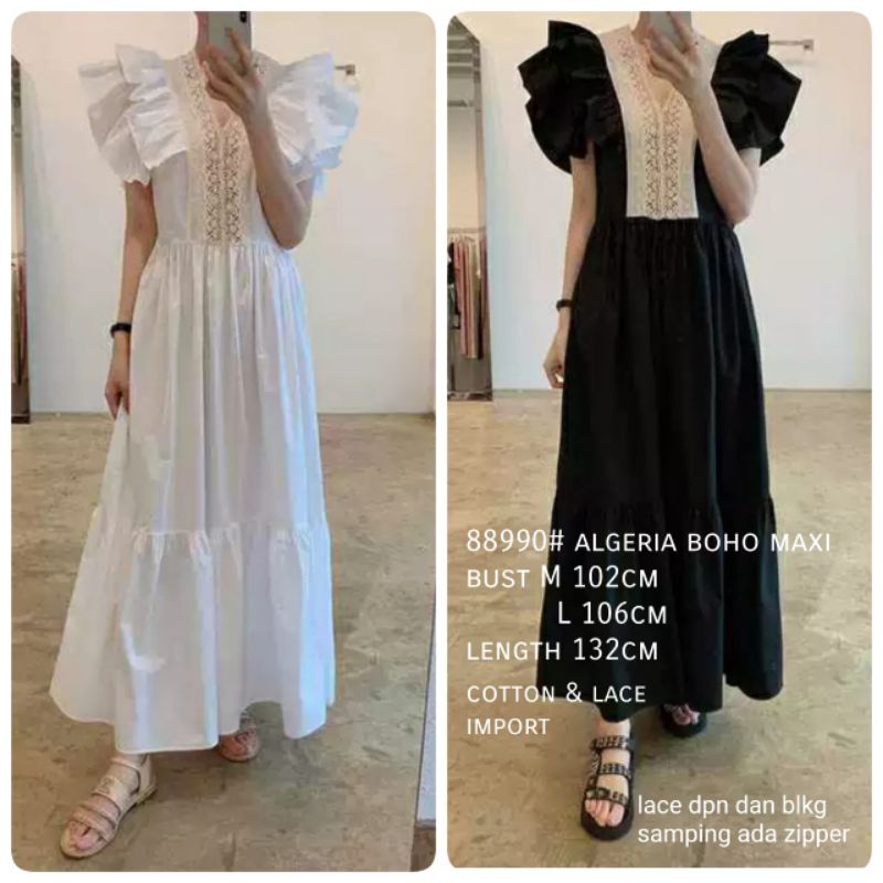 MDLV ~ 88990# Algeria Boho Maxi Dress Premium Long Dress Fashion Import