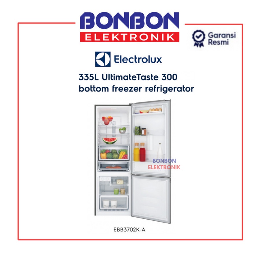 Electrolux Kulkas 2 Pintu Bottom Freezer EBB3702K-A / EBB 3702K-A