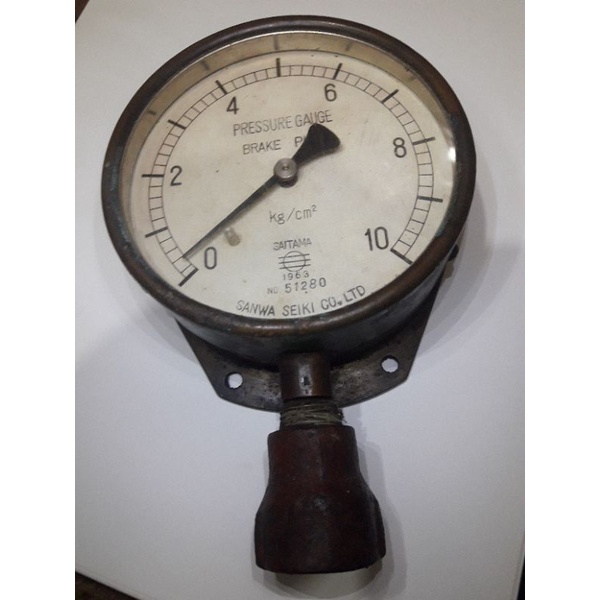 pressure GAUGE BRAKE PIPE. 10 KG /CM  4 " SANWA SEIKI CO LTD jepang bekas bagus.bisa nego