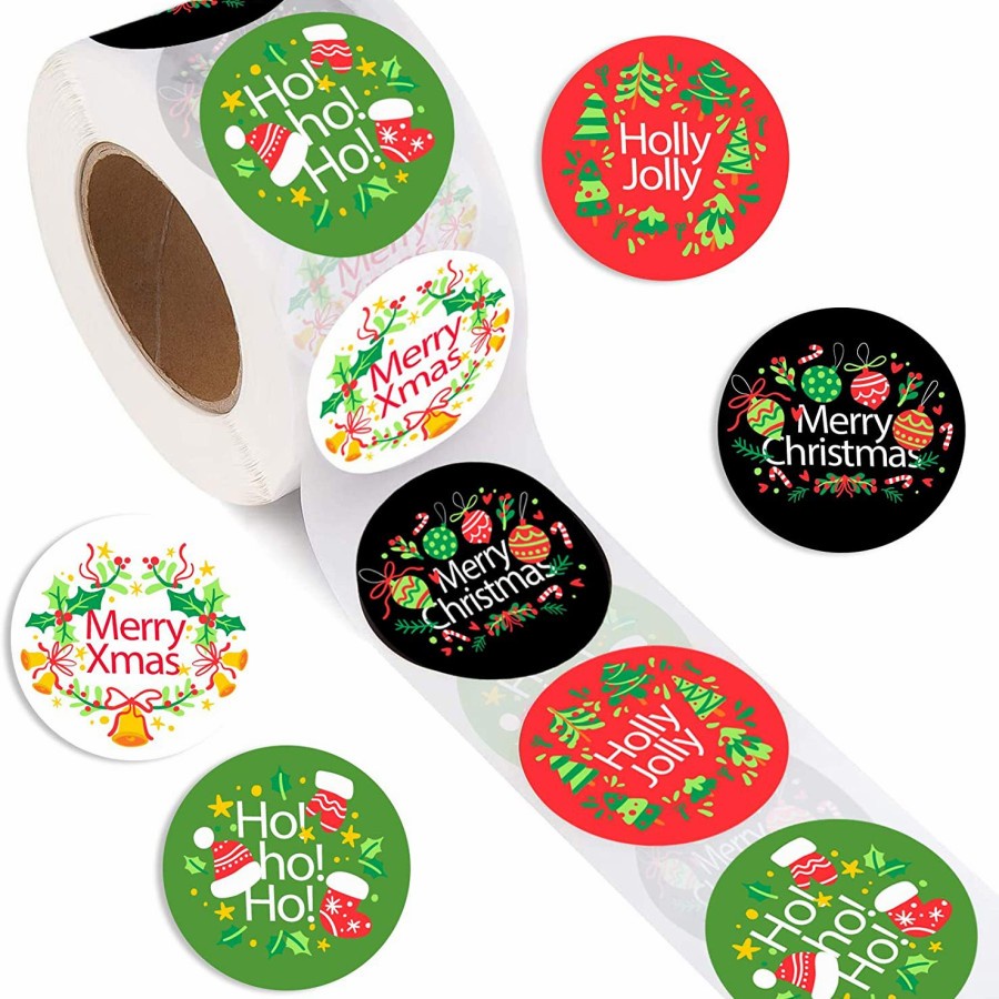 500pc Christmas sticker roll 2.5cm / label stiker natal bulat tempelan toples kue kering