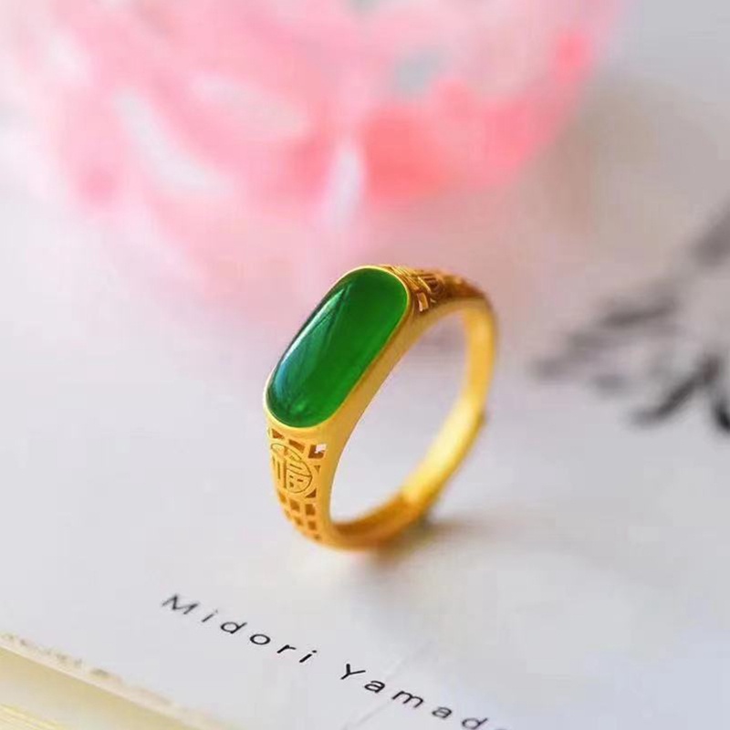 Cincin Pasangan Lapis Emas Gaya Vietnam Untuk Pria / Wanita