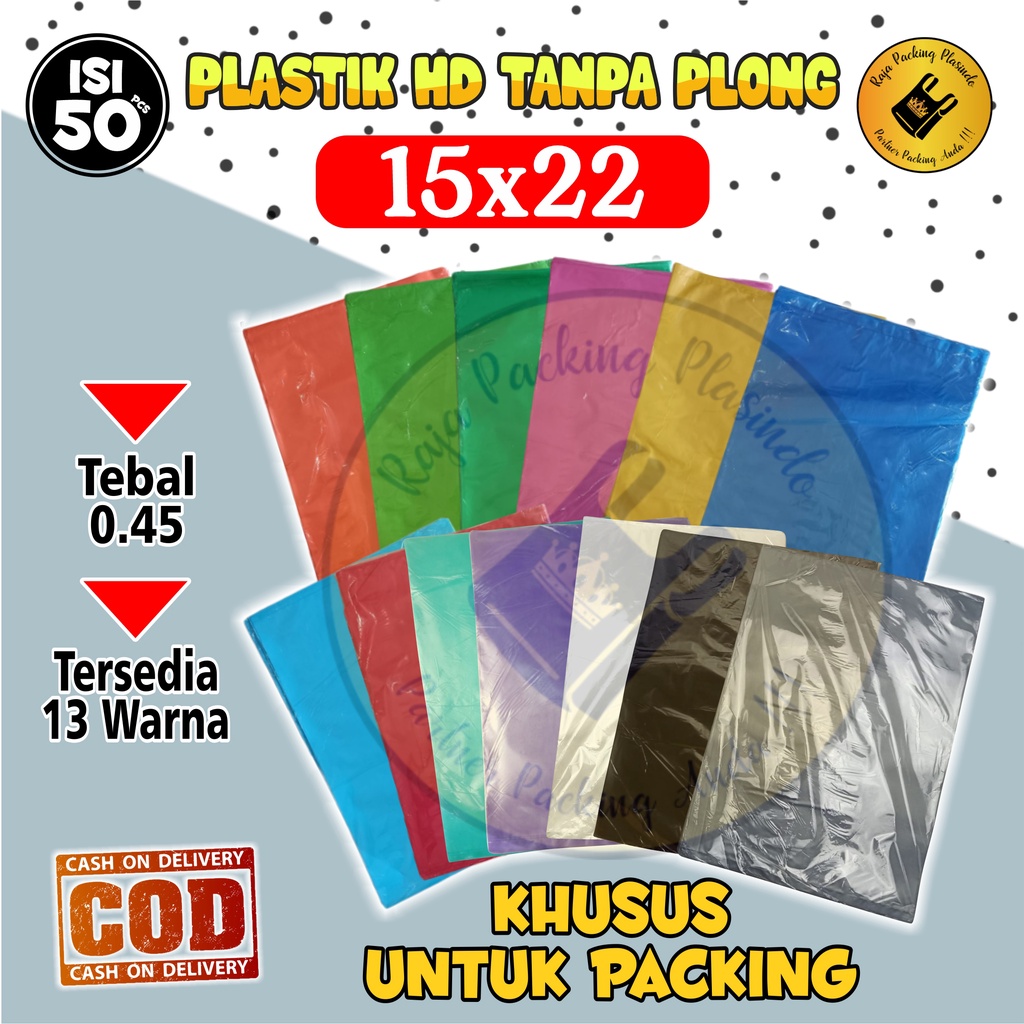 &lt;isi 50pcs&gt; Plastik Packing HD Tanpa Plong Uk 15x22 Plastik Packing Olshop Plastik paking Plastik olshop