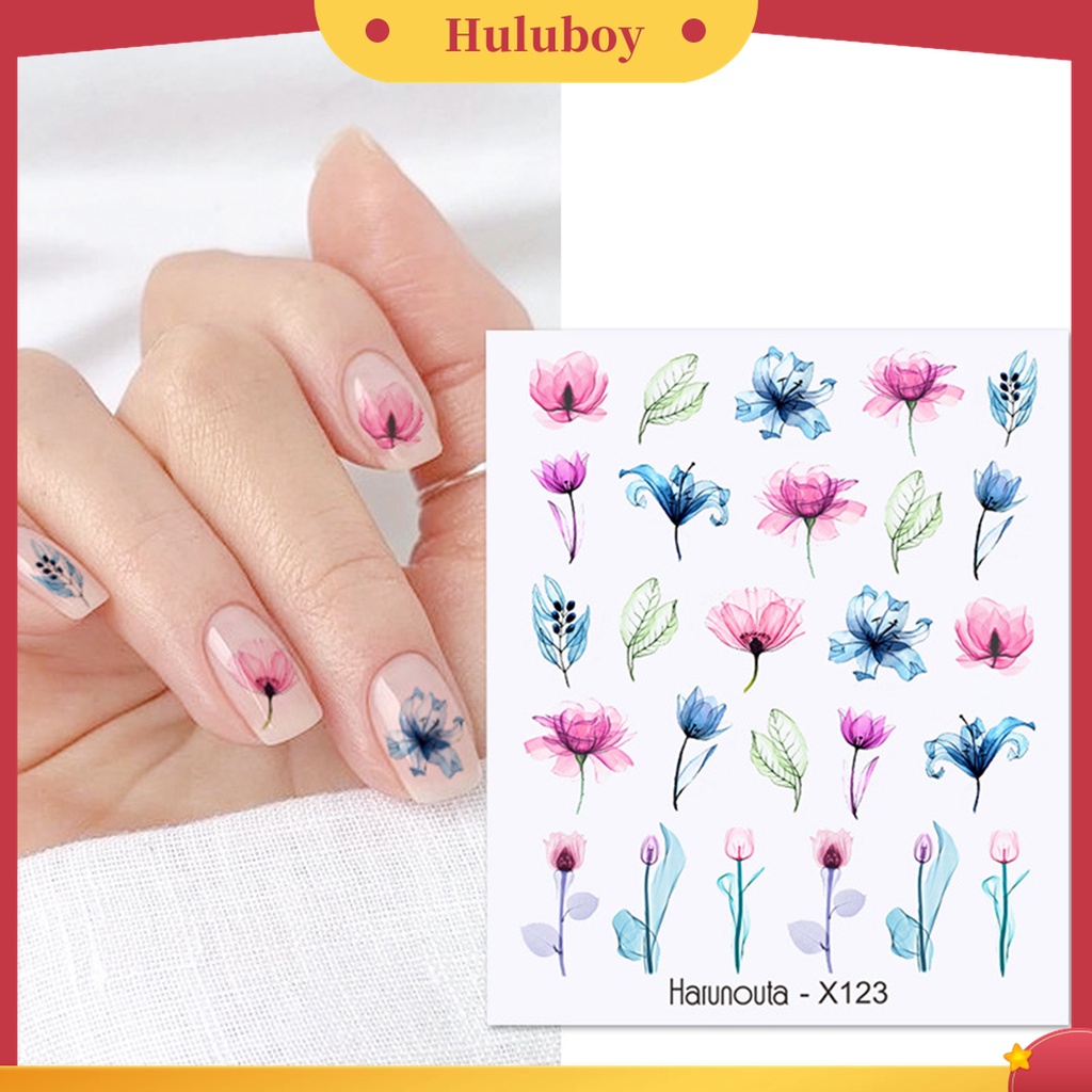 Huluboy Huluboy♡ Stiker Kuku 3D Motif Bunga Hati Untuk Manicure