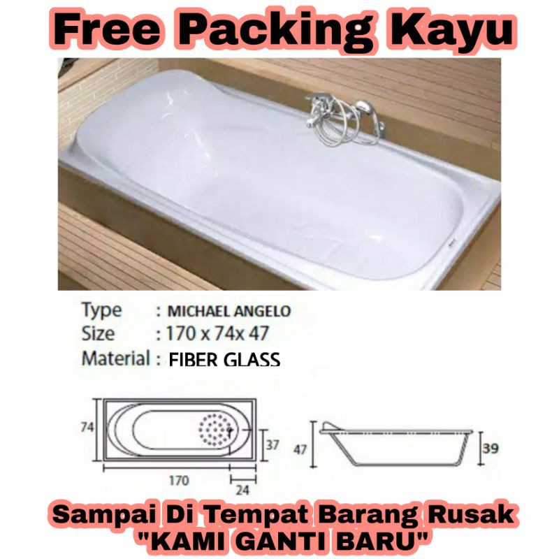 Ready Stok Bathtub Kamar Mandi Fiberglass Model Michael Angelo 170x74x47 Free Packing Kayu Shopee Indonesia