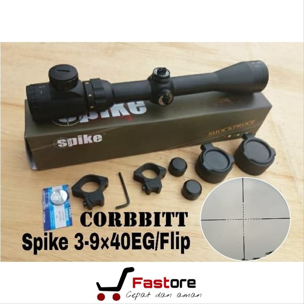 Teleskop Senapan Angin Spike 39x40 RGB 3 Nyala Lampu Telescope