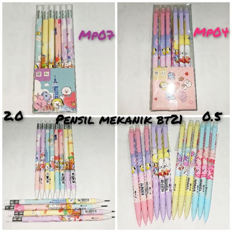 

PENSIL BT21BTS MEKANIK 0,5mm DAN 2.0mm MP04 , MP07