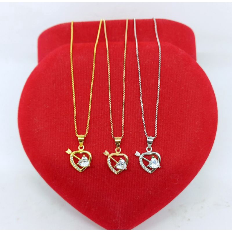 kalung itali biasa +liontin love mp solitaire/ kalung perak asli silver 925 lapis emas