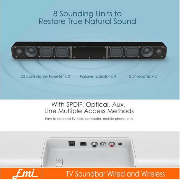 Mijia TV Soundbar Wired and Wireless Bluetooth Audio with 8 speakers By EMI