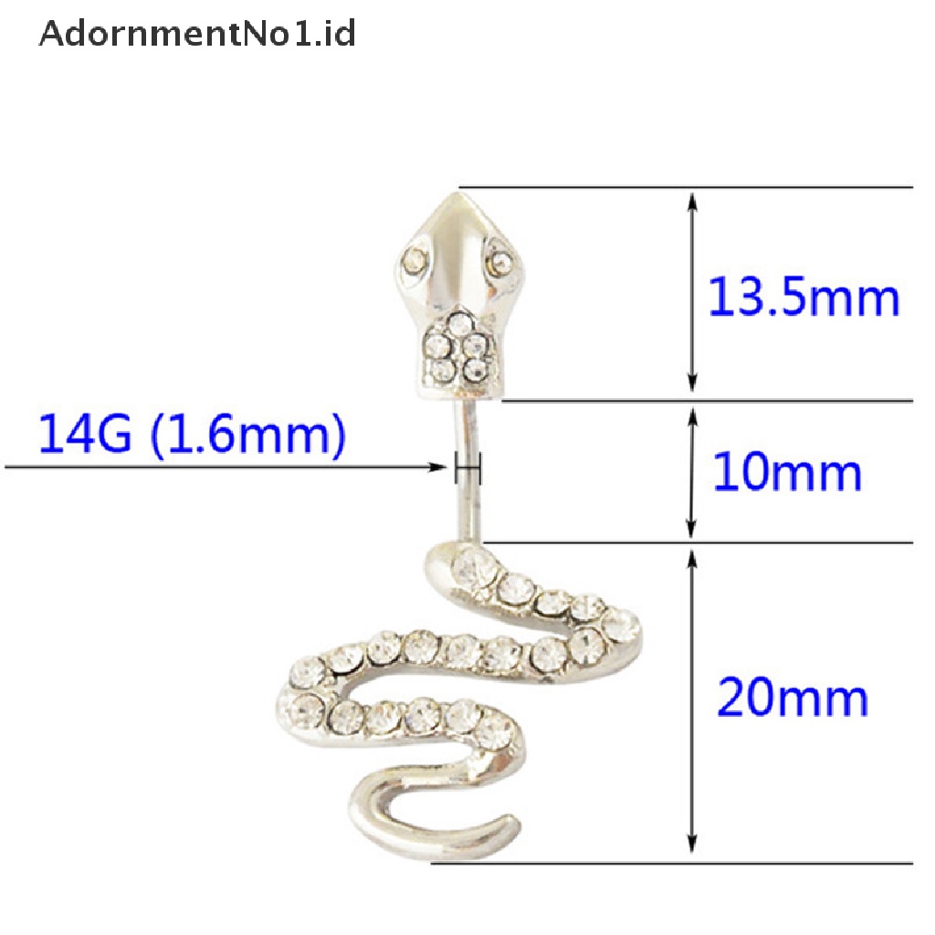 (AdornmentNo1) Cincin Tindik Perut / Pusar Bentuk Ular Bahan Stainless Steel Untuk Wanita