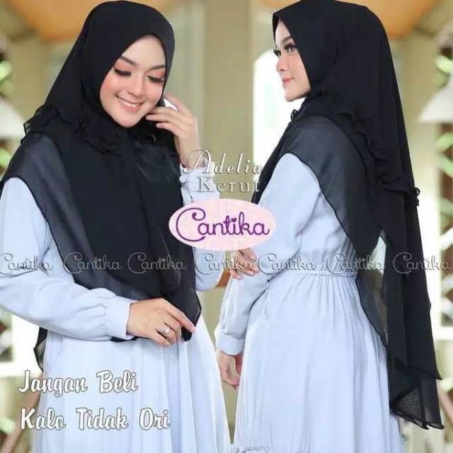 KHIMAR REMPEL 2 LAYER ADELIA KERUT ORI BY CANTIKA