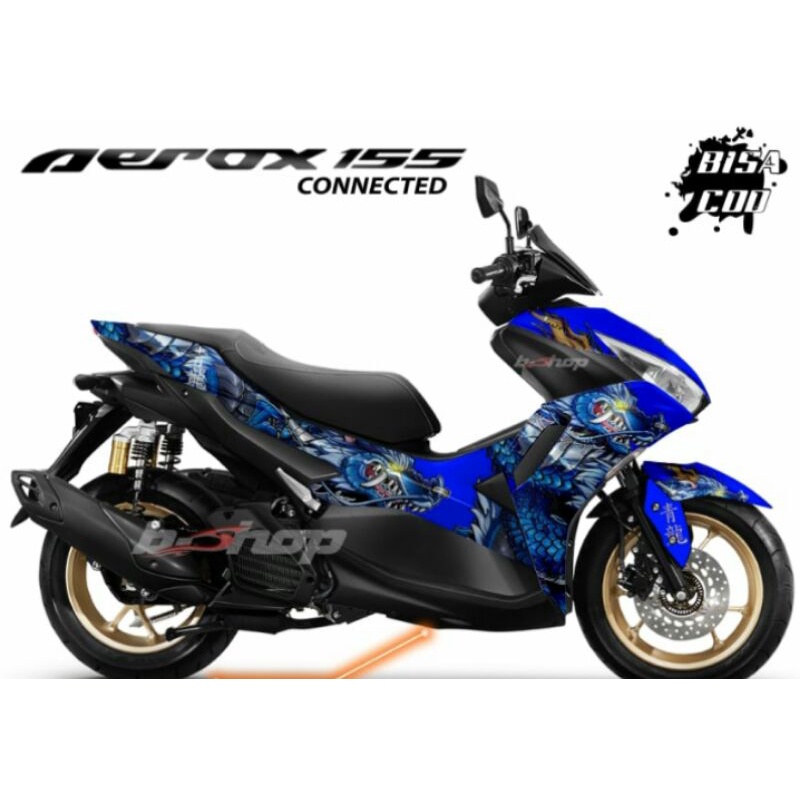 Sticker Decal Aerox conected Full Body Variasi Naga Biru