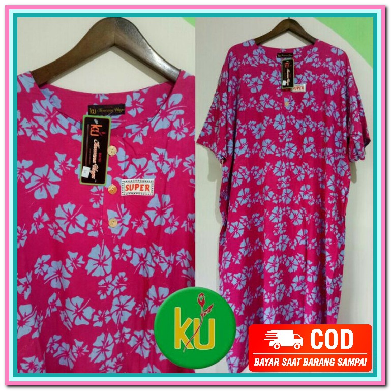 Baju Daster Batik Wanita Dewasa Lengan Pendek Model Leher Sikak FF570 Daster Kencana Ungu Super Ori