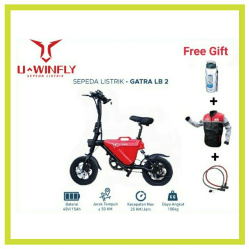 Uwinfly Sepeda Listrik Lipat Lithium Bike LB 2 Fold Electric Bicycle