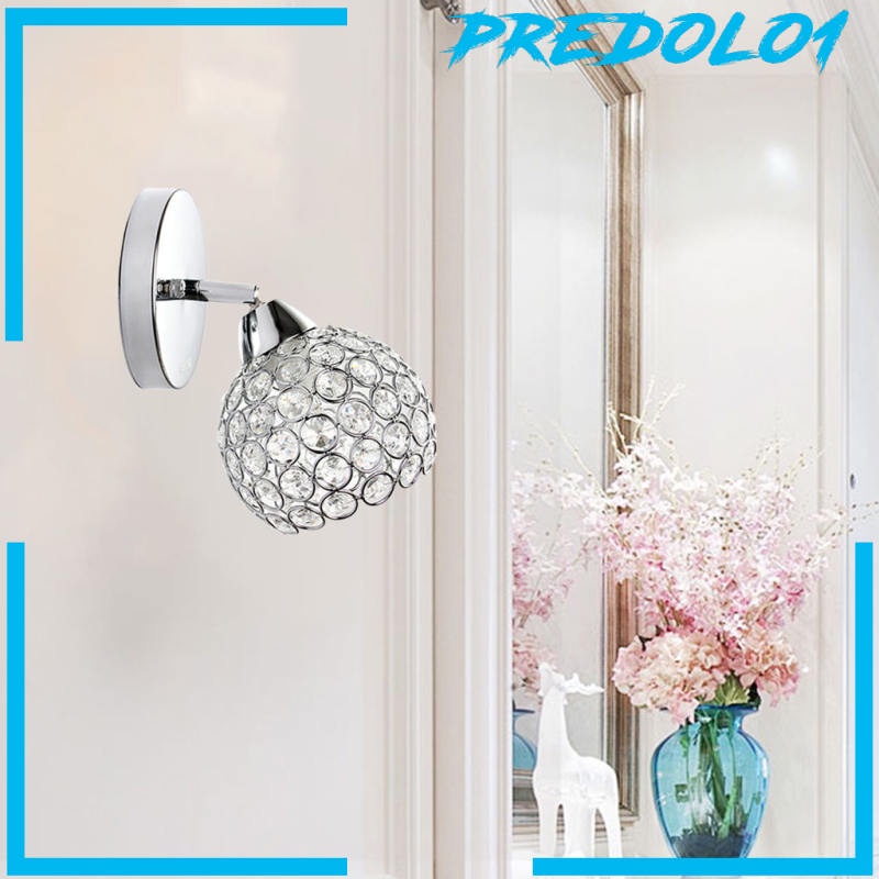 (Predolo1) Lampu Dinding Led Bahan Kaca Kristal Warna Silver Untuk Lorong / Kamar Tidur / Rumah