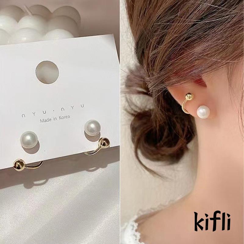 Anting Tusuk Silver S925 Desain Simple Hias Mutiara Untuk Wanita