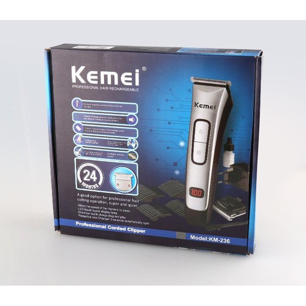 Alat Cukur Rambut Kemei KM-236 Hair Clipper Rechargeable LED Digital