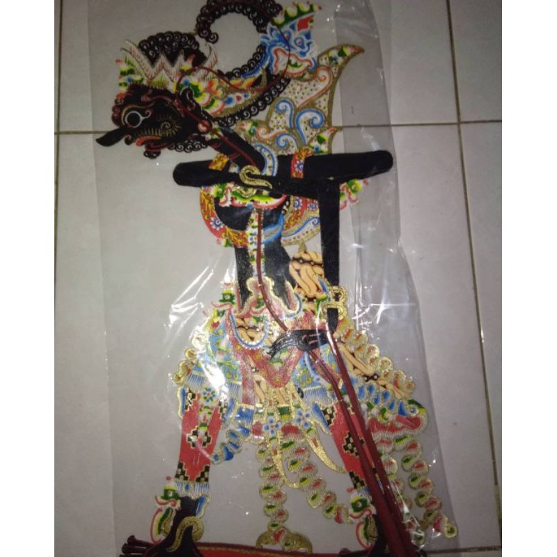 Jual Gatotkaca Wayang Kulit Sapi Asli Gatotkaca Hitam Alusan Ukuran