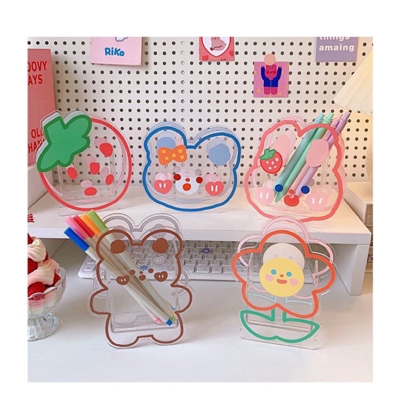 cute stationary organizer tempat penyimpanan pena kuas serbaguna bahan acrylic