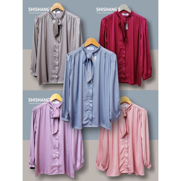 Kemeja wanita Blouse wanita kemeja Fendi kemeja Silk satin sutra SHISHANG by XINGLONG kemeja satinn 