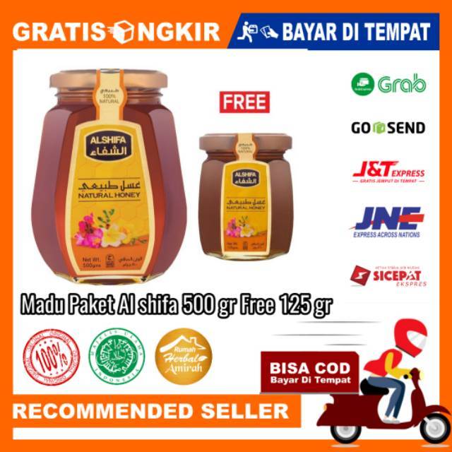 Madu paket Al shifa 500gr free 125gr asli original impor arab