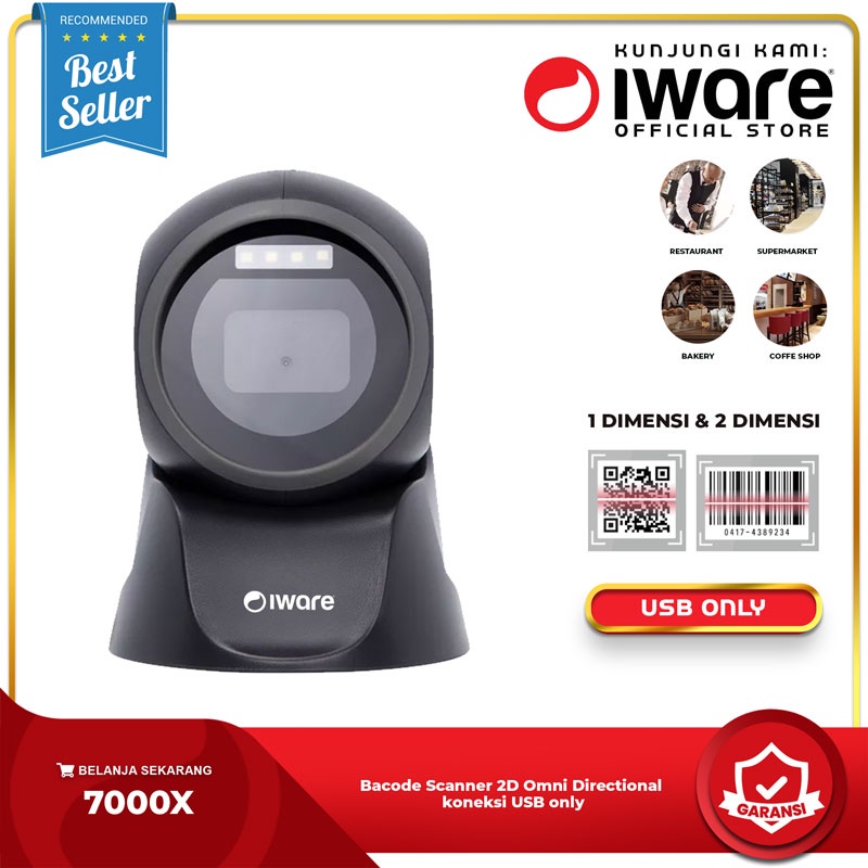 Iware Bacode Scanner 2D Omni Directional Iware 7000X E-Faktur Usb