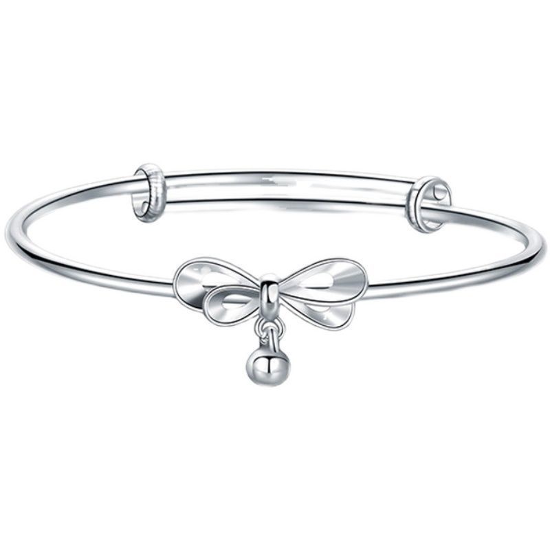 Gelang Bangle Bahan Alloy Lapis Silver Dengan Hiasan Pitalonceng Untuk Wanita